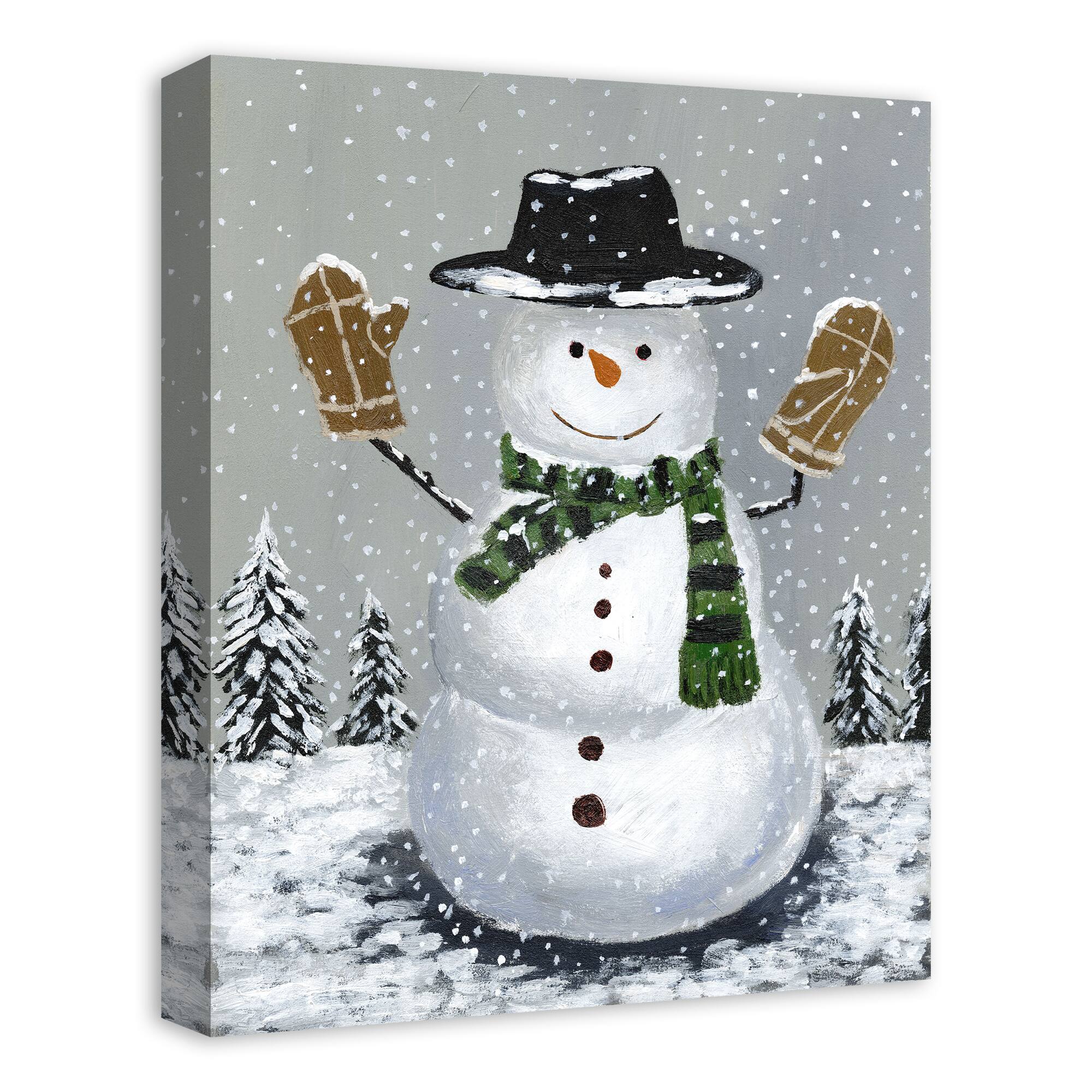 Wintery Snowman Canvas Wall Art
